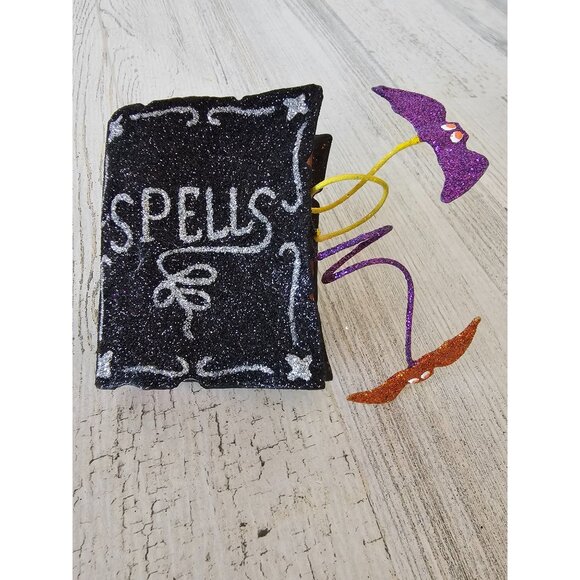 Pier 1 spells book ornament glitter Halloween witch bat RARE sparkle decor - Picture 1 of 7